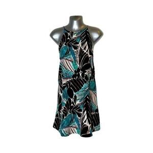 Meghan LA Bold Tropical Print Sleeveless Mini Dress Large Summer Beach Vacation